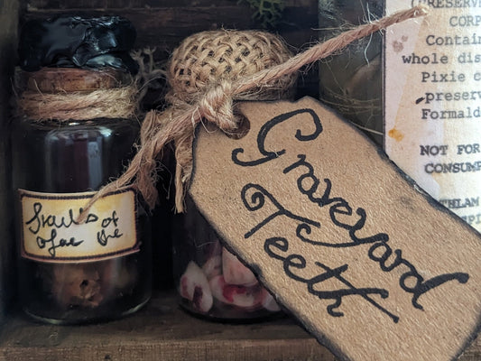 Graveyard Teeth, potion ingredient faux taxidermy