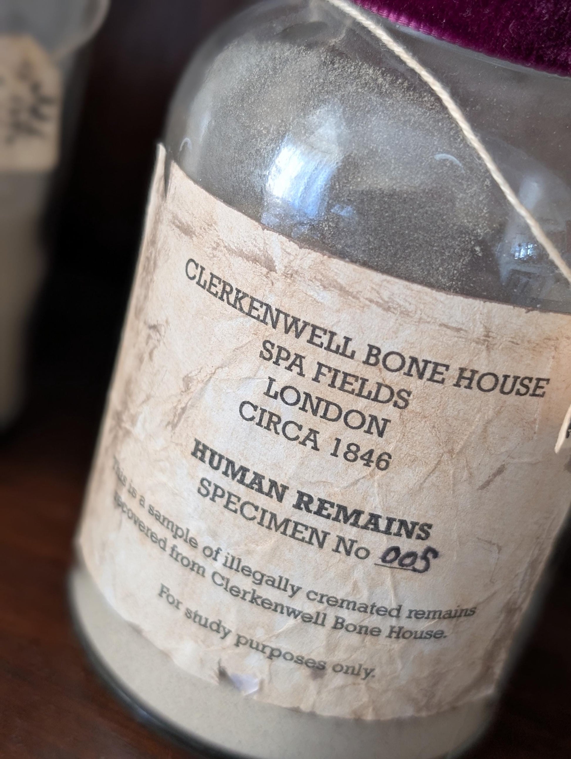 Human Remains Specimen bottle (Faux cremations)