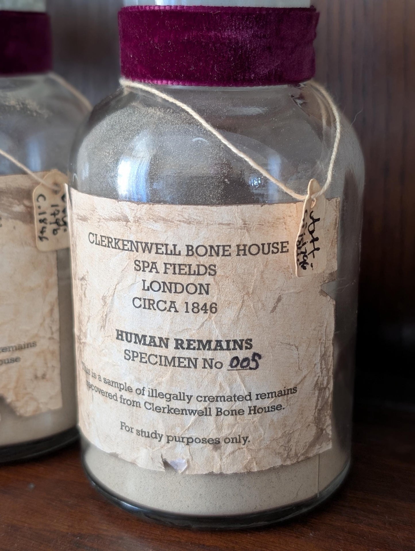 Human Remains Specimen bottle (Faux cremations)